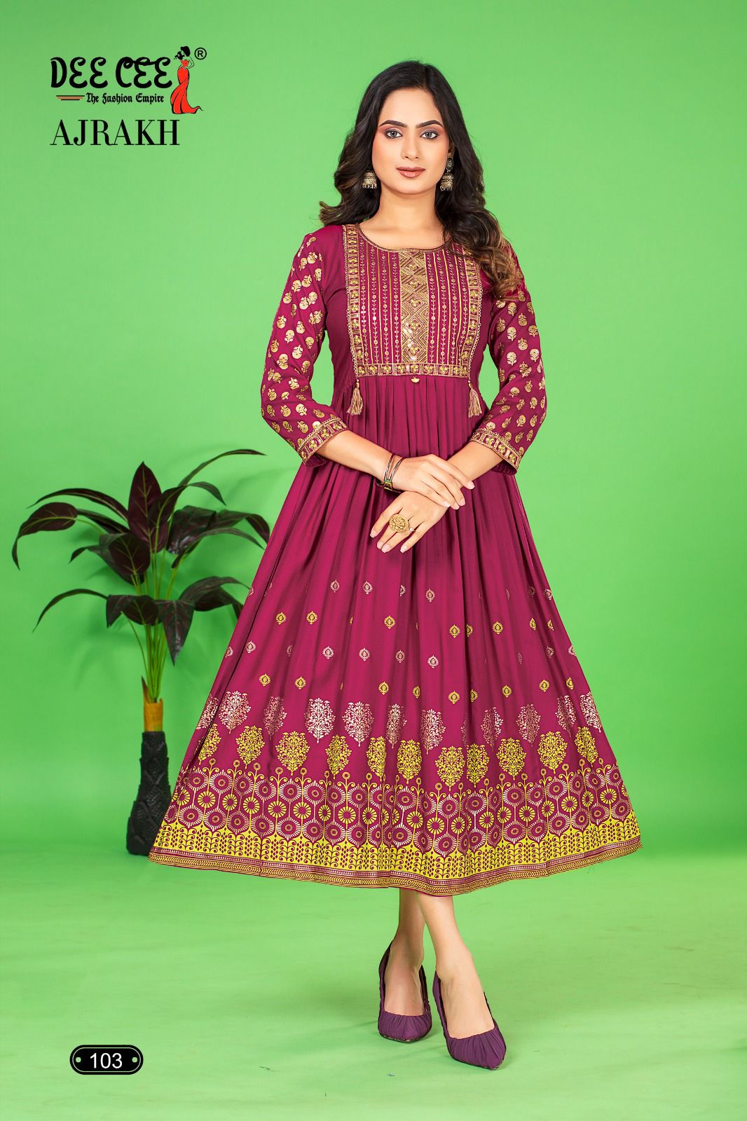 Ajrakh By Dee Cee Rayon Printed Designer Long Kurtis Wholesale Price In Surat
